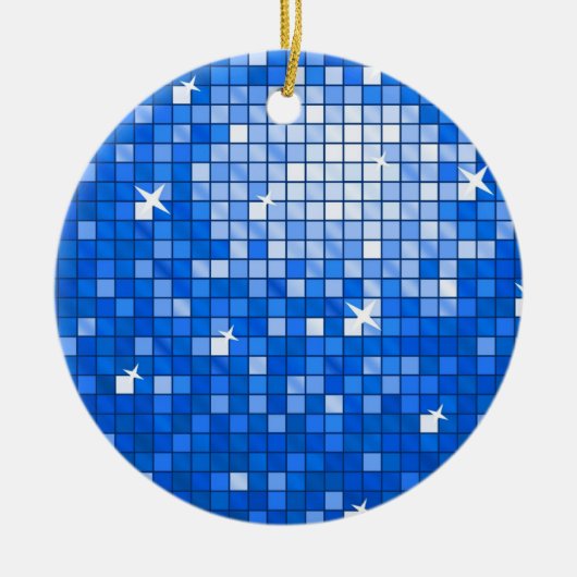 Disco Tegels donkerblauw ornament rond (Voorkant)