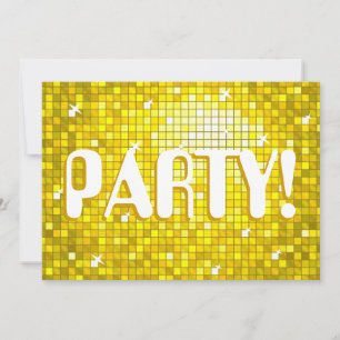 Disco Tegels Geel 'PARTY!' uitnodiging amelia teks