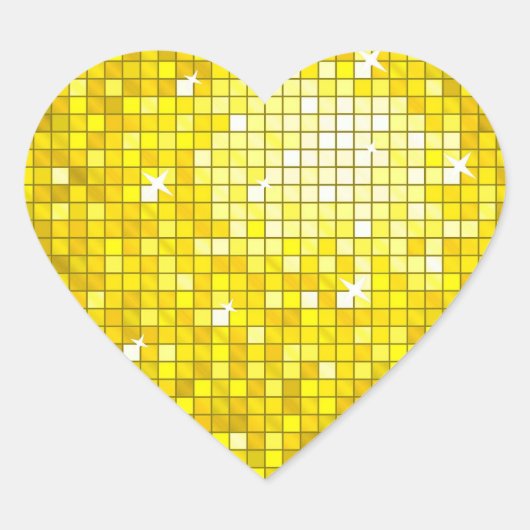 Disco Tegels Geel sticker hart (Voorkant)