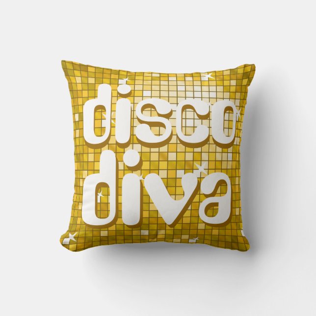 Disco-Tegels "Gold" "disco diva" werpen kussen op (Voorkant)