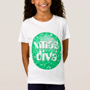 Disco Tegels Jade 'xmas diva' meisjes hebben wit T-shirt