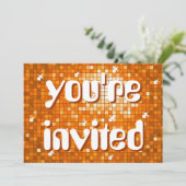 Disco Tegels Oranje 'jullie zijn uitgenodigd' teks Kaart (Staand voorkant)