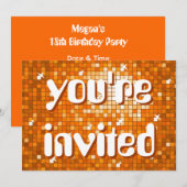 Disco Tegels Oranje 'jullie zijn uitgenodigd' teks Kaart (Voorkant / Achterkant)