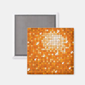 Disco-Tegels Oranje koelkast magneet vierkant (Voorkant / Achterkant)