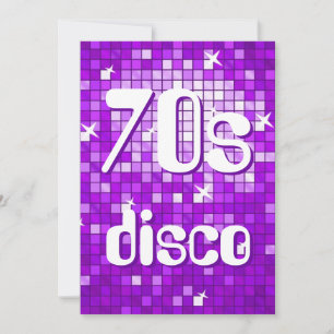 Disco Tegels Paarse 70s Disco-uitnodiging Kaart
