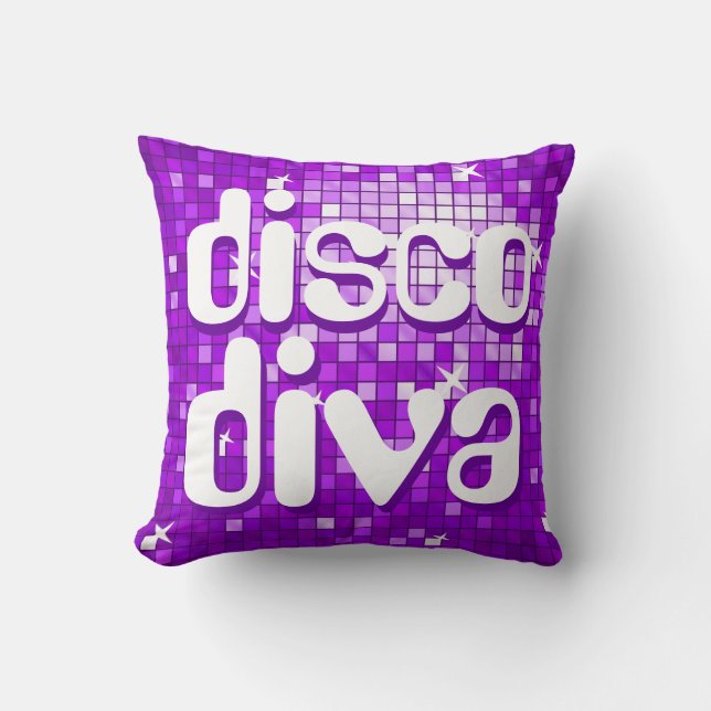 Disco Tegels Paarse 'disco diva' gooien kussen (Voorkant)