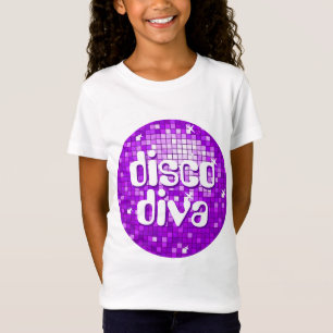 Disco Tegels Paarse 'disco diva' meisjes uitgerust T-shirt