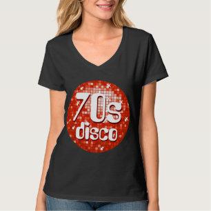 Disco Tegels Red '70s Disco' dames tegen nekzwart T-shirt