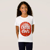 Disco Tegels Red 'disco diva' meisjes gemonteerd o T-shirt (Voorkant volledig)