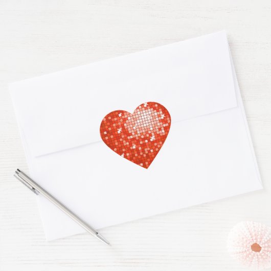 Disco Tegels Rode sticker hart (Envelop)