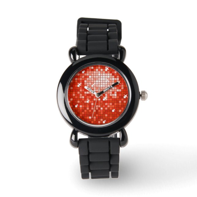 Disco-Tegels Rood afdrukken horloge (Voorkant)