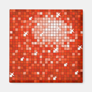 Disco Tegels Rood koelkastmagneet vierkant Magneet
