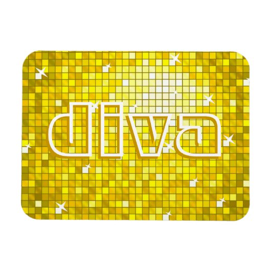 Disco Tegels Yellow "diva" premium magneet (Horizontaal)