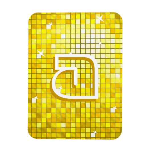 Disco Tegels Yellow monogram premium magneet (Verticaal)