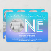 Disco Théance First Birthday Invitation Kaart (Voorkant / Achterkant)