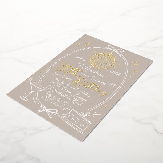 Disco Thema 30e verjaardag Uitnodiging Real (Gedraaid)