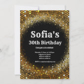 Disco-thema, gouden verjaardagsfeestuitnodiging kaart (Voorkant)