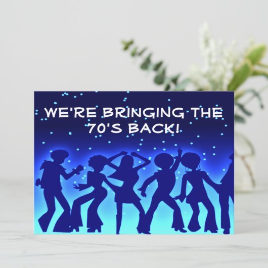Disco Theme 70's Party Invitations Kaart (Staand voorkant)