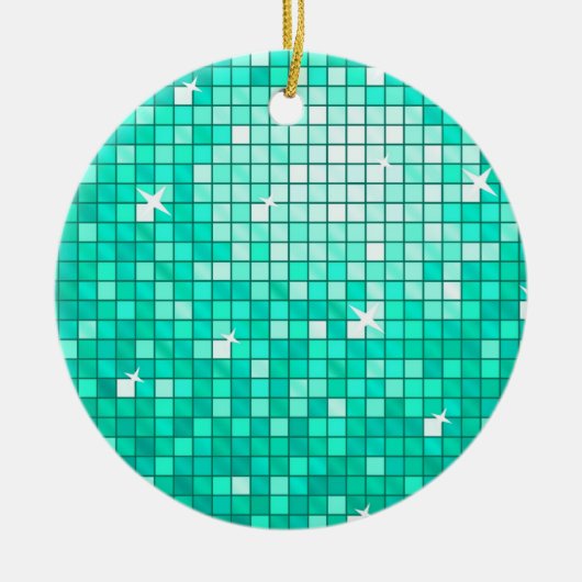 Disco Tiles Aqua ornament round (Voorkant)