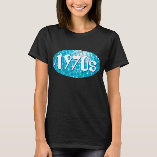 Disco Tiles Blue '1970s' t-shirt zwart (Voorkant)