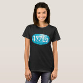 Disco Tiles Blue '1970s' t-shirt zwart (Voorkant volledig)