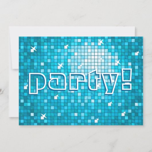 Disco Tiles Blue 'party'! uitnodiging (Voorkant)
