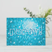 Disco Tiles Blue 'party'! uitnodiging (Staand voorkant)