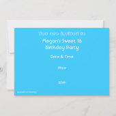 Disco Tiles Blue 'party'! uitnodiging (Achterkant)