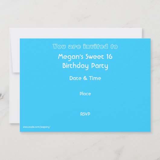 Disco Tiles Blue 'party'! uitnodiging (Achterkant)