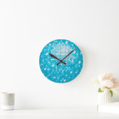 Disco Tiles Blue print wall klok (Huis)