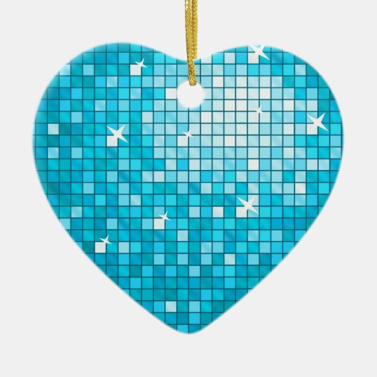 Disco Tiles Blue-sierhart Keramisch Ornament (Voorkant)