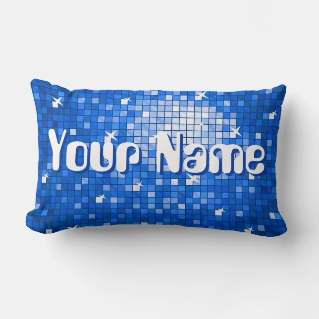 Disco Tiles Dark Blue 'Name' gooit klooienlat Kussen (Voorkant)