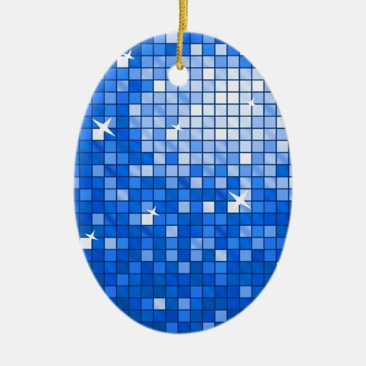 Disco Tiles Dark Blue ornament oval (Voorkant)