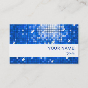 Disco Tiles Dark Blue visitekaartje white stripe