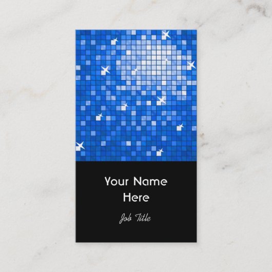 Disco Tiles Dark Blue visitekaartje zwart portret (Voorkant)