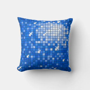 Disco Tiles Dark Blue werpen kussen vierkant