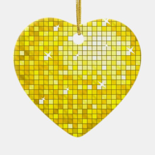 Disco Tiles Geel sierhart Keramisch Ornament (Voorkant)