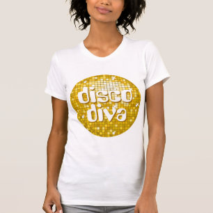 Disco Tiles "Gold" disco diva dames petit white T-shirt