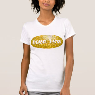 Disco Tiles "Gold" Jouw tekst-ovaal dames wit T-shirt