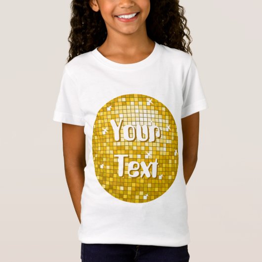 Disco Tiles Gold 'Jouw tekst-ronde meisjes uitgeru T-shirt (Voorkant)