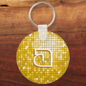 Disco Tiles "Gold" sleutelhanger round (Voorkant)