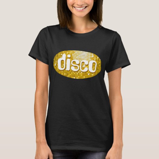 Disco Tiles "Gold" t-shirt zwart (Voorkant)