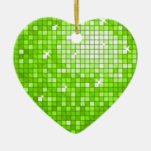 Disco Tiles Green ornament hart (Voorkant)