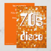 Disco Tiles Oranje 70s Disco-uitnodiging Kaart (Voorkant / Achterkant)
