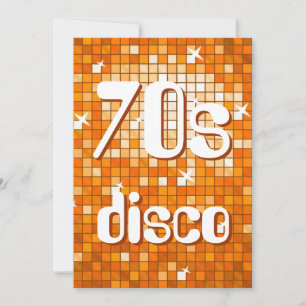 Disco Tiles Oranje 70s Disco-uitnodiging Kaart
