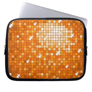 Disco Tiles Oranje laptophoes van 10 inch Laptop Sleeve