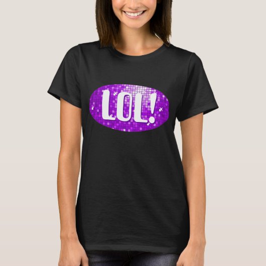 Disco Tiles Paars "LOL!" t-shirt zwart (Voorkant)