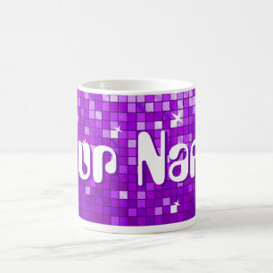 Disco Tiles Paarse "Jouw naam"-mok Koffiemok