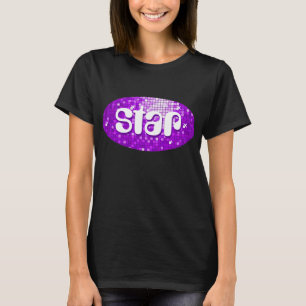 Disco Tiles Paarse 'ster' t-shirt zwart