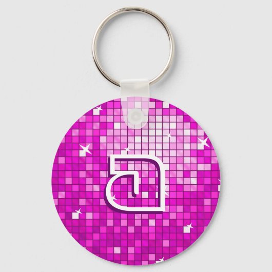 Disco Tiles Pink sleutelhanger round (Voorkant)